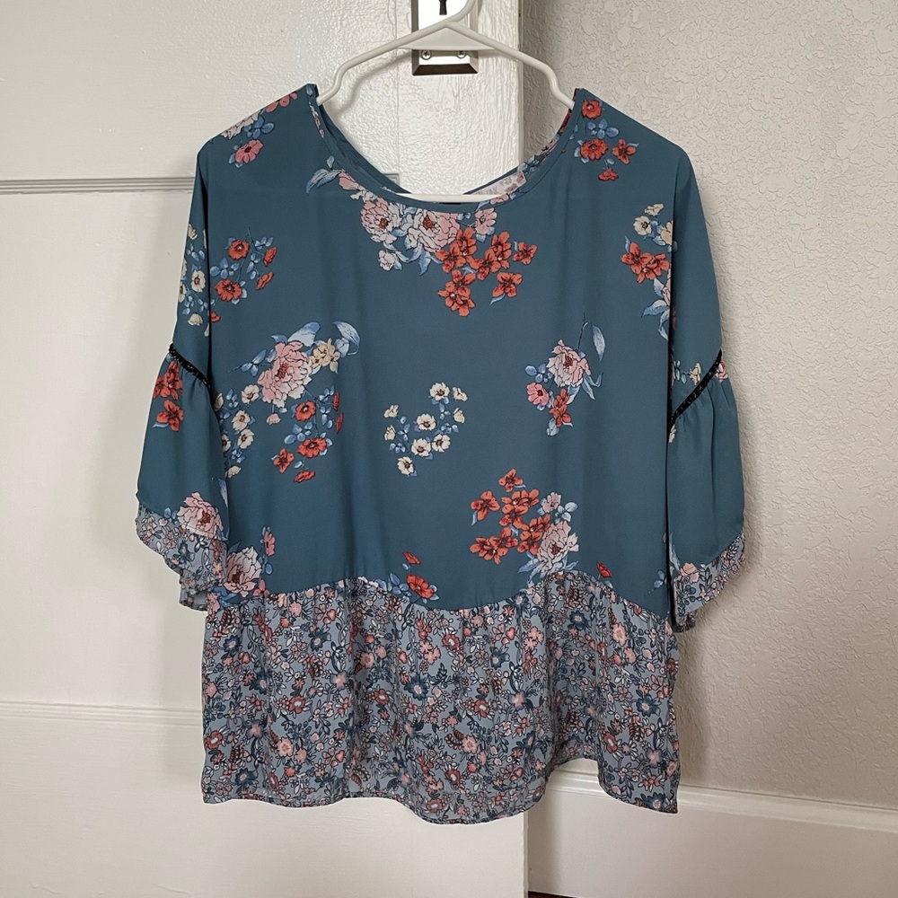Pink Rose Floral Blouse